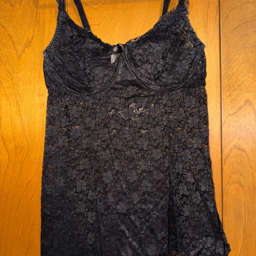 Elegant Black Lace Babydoll Chemise